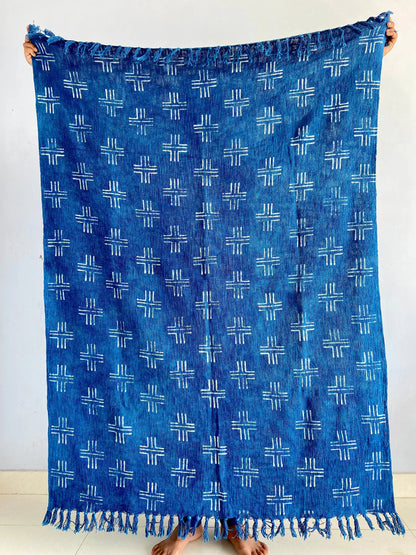 Indigo Printed Cotton Throw