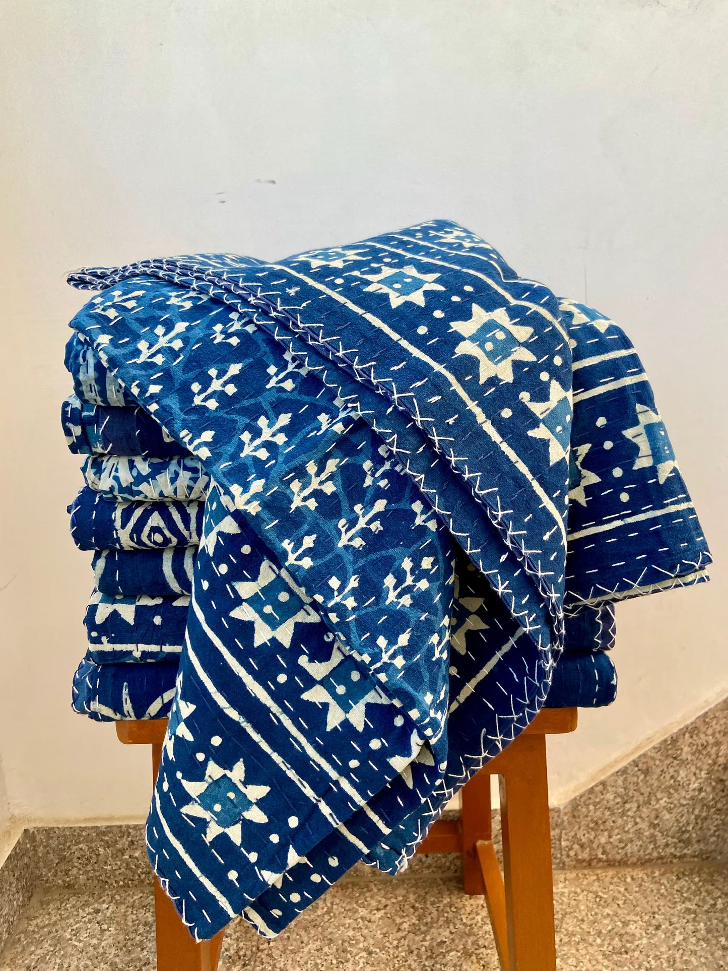 Indigo Handmade Cotton Kantha Quilts