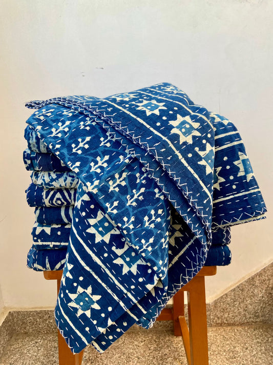 Indigo Handmade Cotton Kantha Quilts