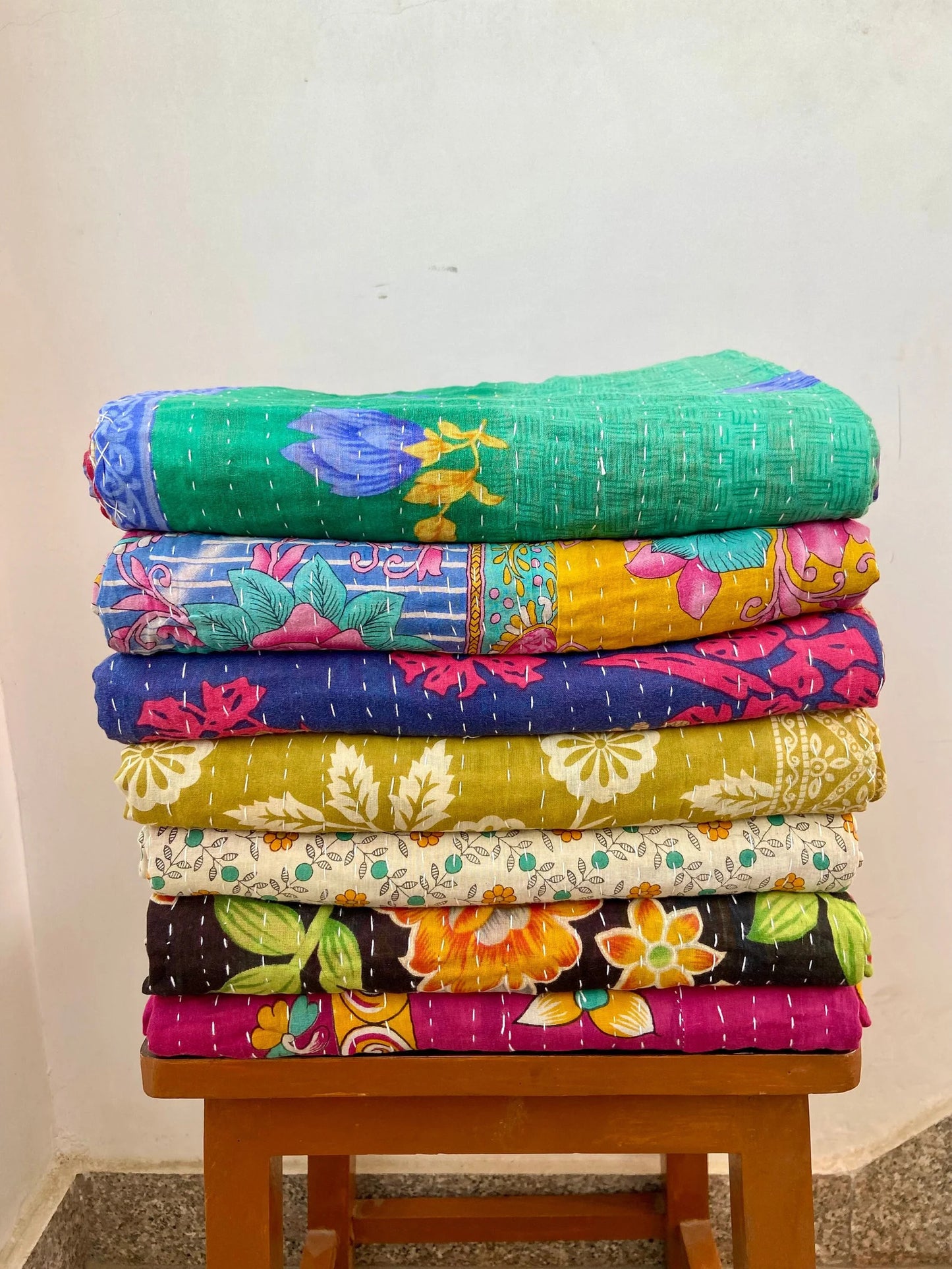 Handmade Vintage Cotton Kantha Quilts