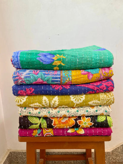 Handmade Vintage Cotton Kantha Quilts