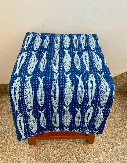 Indigo Handmade Cotton Kantha Quilts