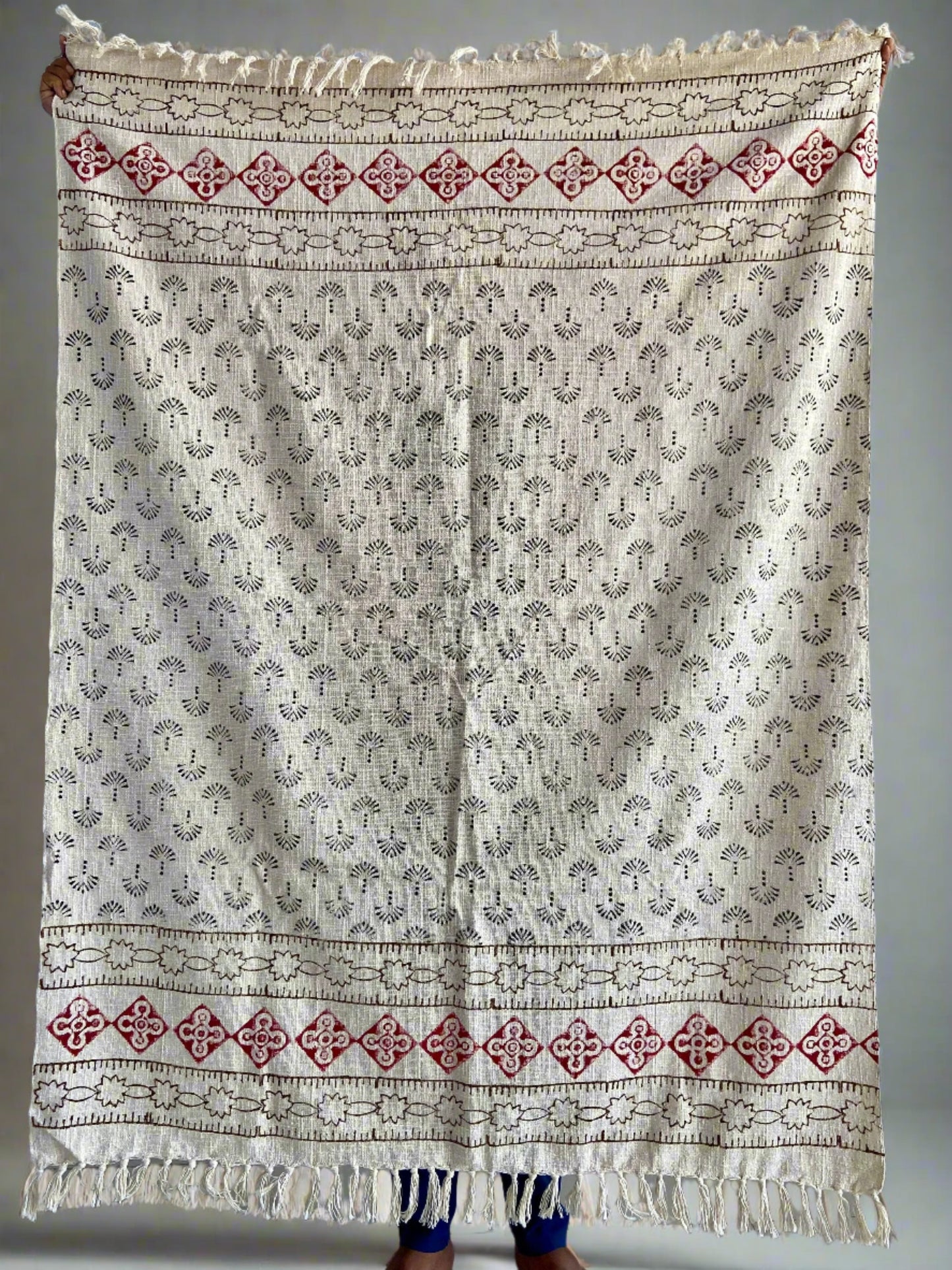 Bohemian Handmade Throw, Blankets and Throws, Hand Loomed Cloth Soft Cotton Blanket, Sofa cover, Boho Ethnic Beach Towel Hand Block Printed