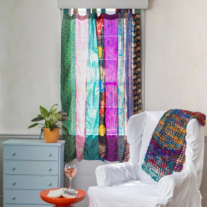 Sari Silk Curtains - handmade from recycled silk