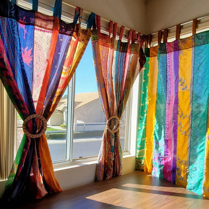 Sari Silk Curtains - handmade from recycled silk