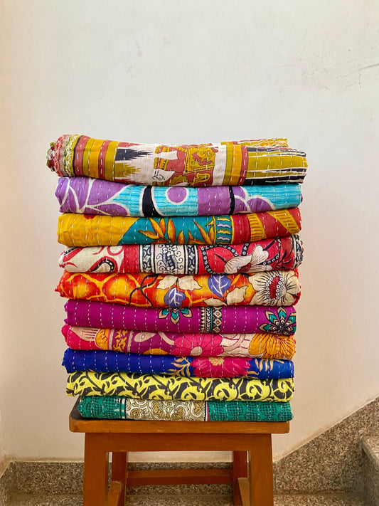 Wholesale Lot Indian Handmade Vintage Cotton Kantha Quilts Throws Blankets