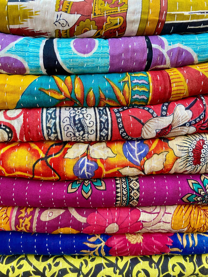 Wholesale Lot Indian Handmade Vintage Cotton Kantha Quilts Throws Blankets