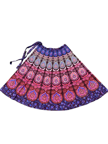 Purple Mandala Cotton Long Wrap Skirt
